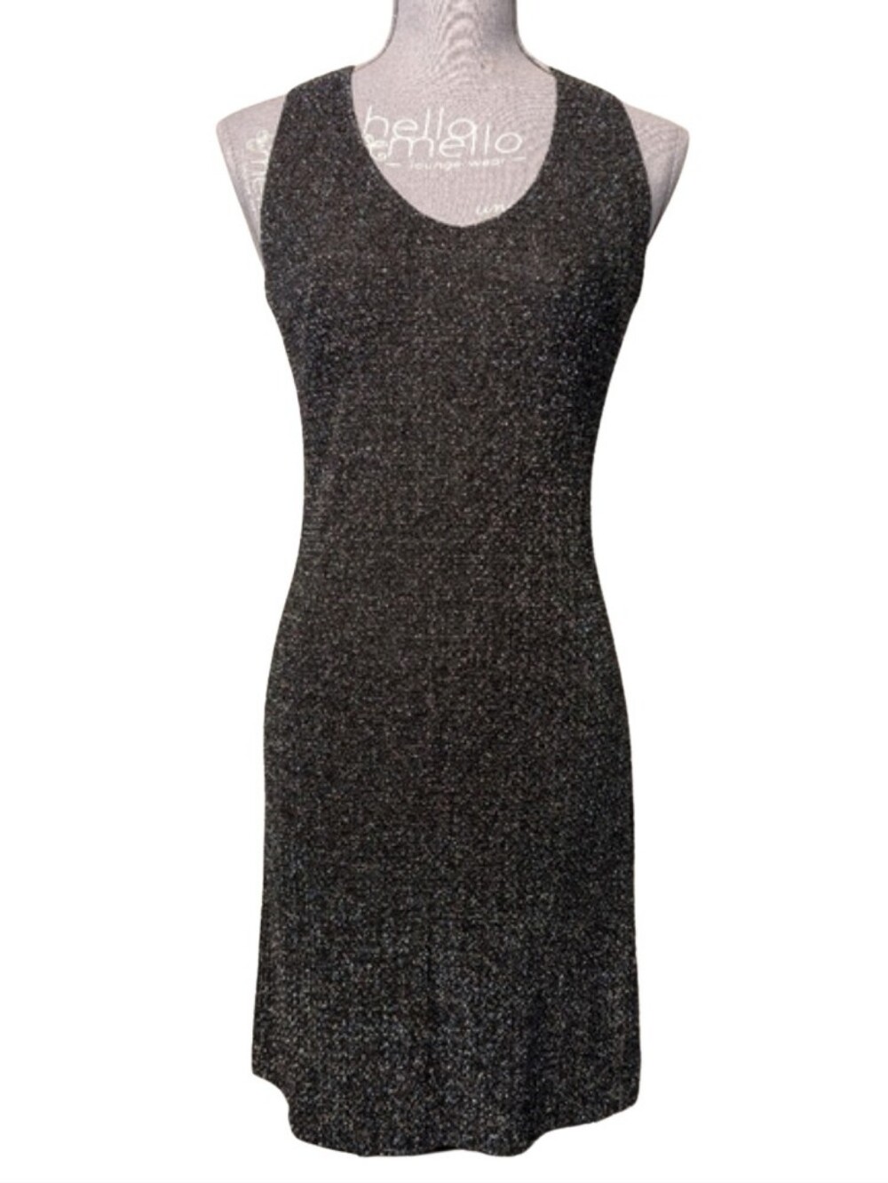 Andrea Polizzi for Rex Lester Vintage 90s Metallic Cocktail Dress Grey Silver 4